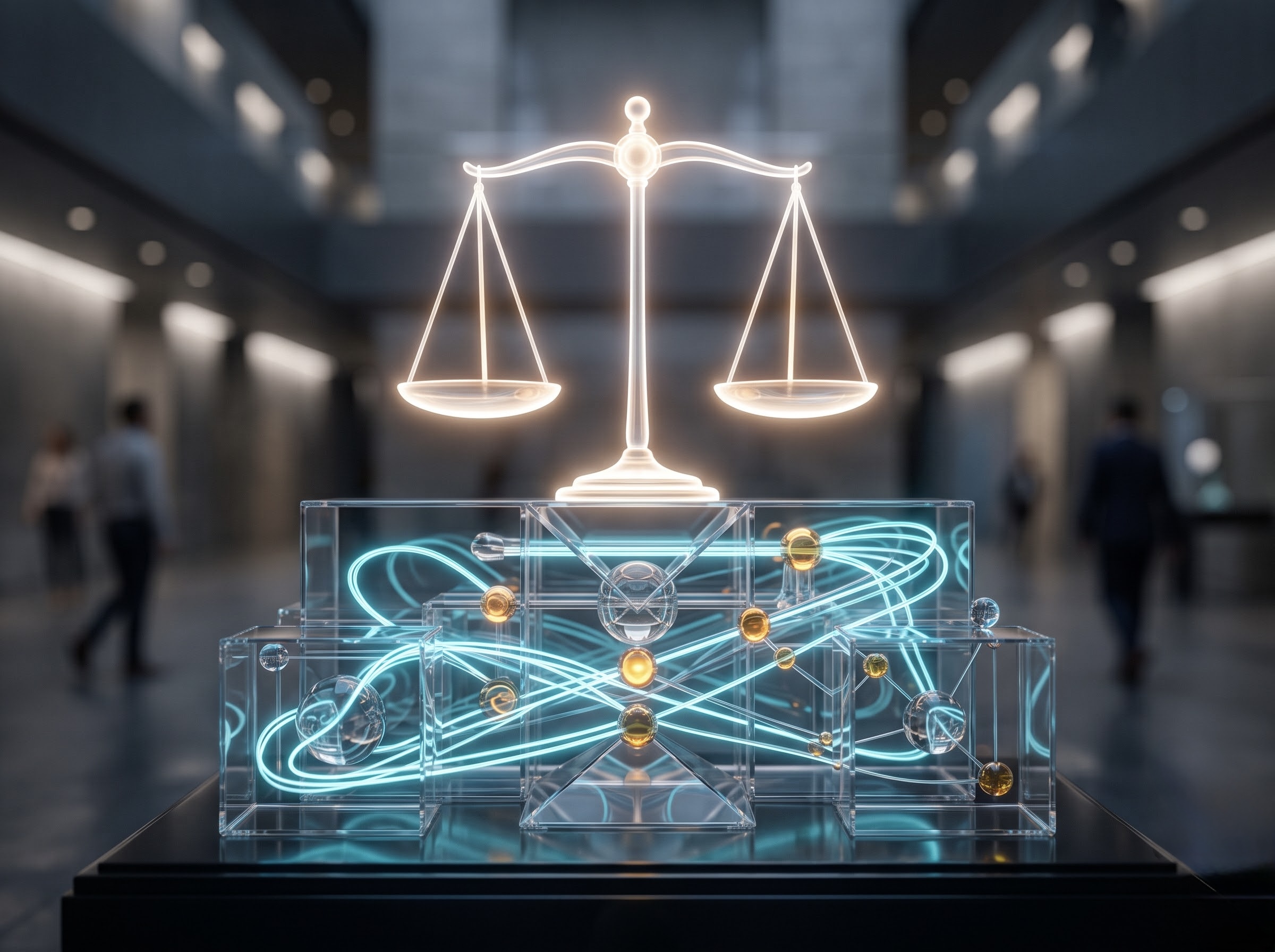 Balanced scales over a transparent AI model